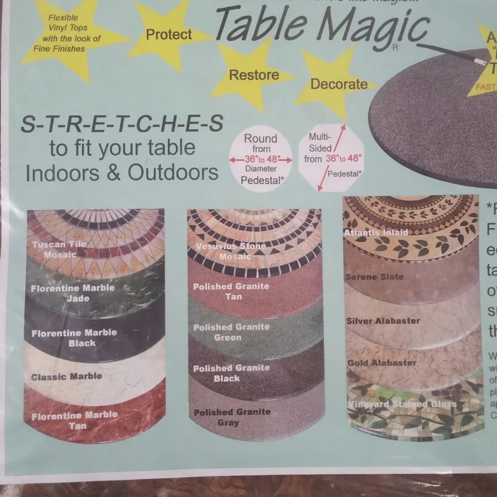 TABLE COVER Burlwood Cherry Pattern Vinyl Fits Round 36-48 Inch TABLE MAGIC